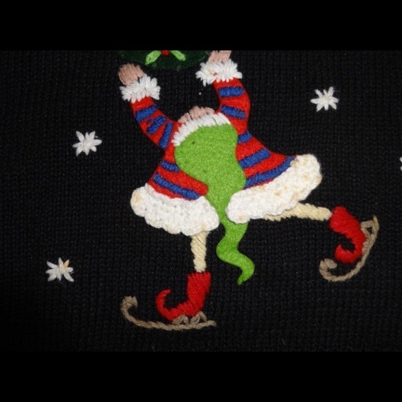 Vintage Ugly Christmas Sweater Button Up Cardigan Embellished Christmas Tree - Picture 10 of 12